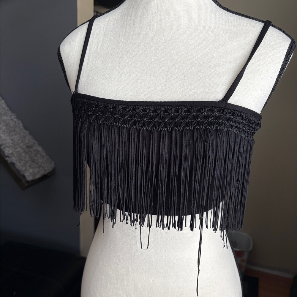 Black Fringe Women's Top